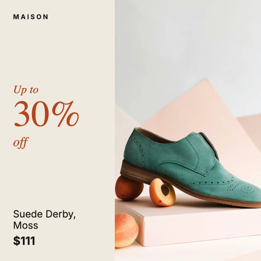 The Split Sale design on the Suede Derby.
