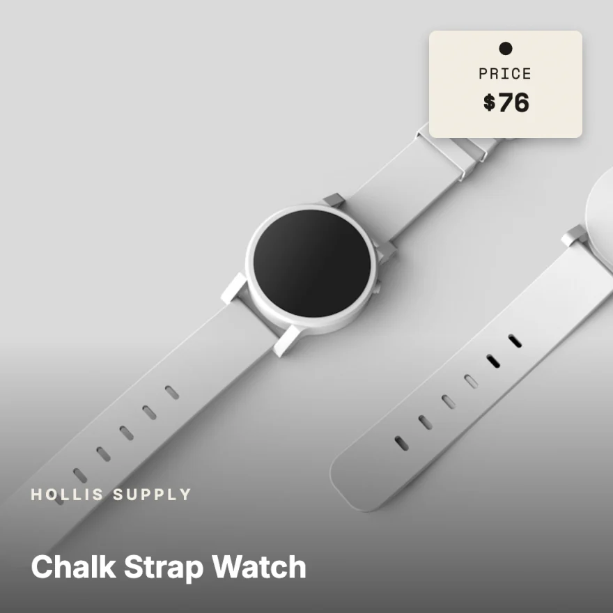 Hang Tag: the Chalk Strap Watch with a price tag.